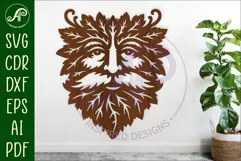 Green Man Wall Art SVG, Greenman Face Laser Cut File Product Image 1