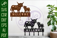 Highland Cow Key holder designs for wood and metal Product Image 1