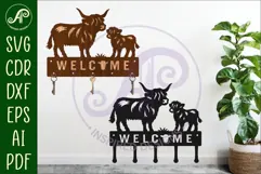 Highland Cow Key holder designs for wood and metal Product Image 1