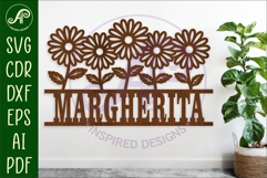 Daisy flowers personalized name sign laser cut Product Image 1