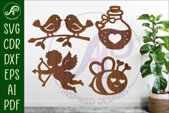 Valentines day silhouette laser cut outs SVG file 4 Product Image 1