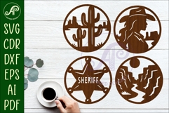 Western Cowboy Coasters SVG, Ranch Rodeo theme 1 Product Image 1
