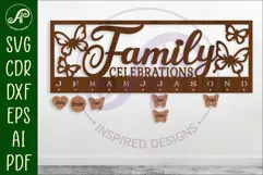 Family celebrations Butterflies Calendar SVG laser cut file Product Image 1