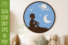 Celestial Dreamer Boy Space Wall Sign Laser Cut SVG Product Image 1