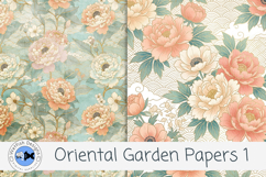 Oriental Garden Papers | Asian Floral Seamless Digital Paper Product Image 2