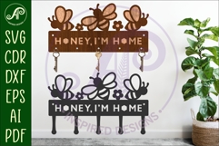 Bee themed Honey, I&#039;m Home Key holder designs Product Image 1