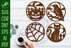 Halloween Coaster SVG Designs, Halloween Scene Coasters 2 Product Image 1