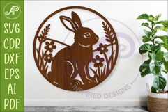 Woodland Rabbit Wall Art SVG, Bunny Round Sign for Laser Product Image 1