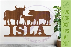 Cow Family Name Sign, Farm lovers SVG for Laser cutting Product Image 1