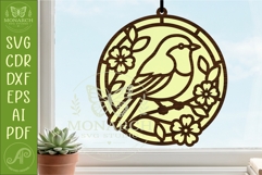 Robin Bird Suncatcher SVG | Stained Glass Style Laser Product Image 1