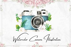 Camera with Watercolor Flowers Clipart Product Image 1