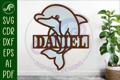 Dolphin name sign svg laser cut file Product Image 1