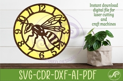 Yellow Jacket Wasp Clock SVG Design, Laser Cut Wall Clock Product Image 1