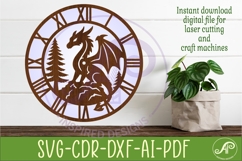 Dragon Wall Clock SVG for Laser Cutting, Fantasy Product Image 1