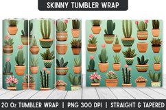 Cactus Pattern Tumbler Sublimation Wrap | Sublimation Product Image 1