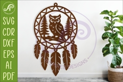 Owl Dreamcatcher Laser Cut File, Woodland Wall Art SVG Product Image 1