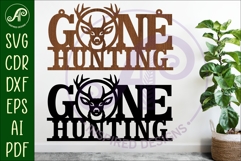 Gone hunting wall art sign Deer hunter Product Image 1