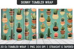 Cactus Pattern Tumbler Sublimation Wrap | Sublimation Product Image 1