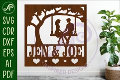 Couple on swing name sign svg laser Product Image 1