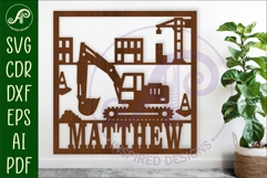 Construction Digger name wall art sign or card Product Image 1