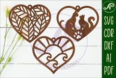 Hanging hearts wall sign, laser cut design 5 Product Image 1