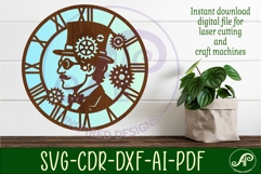 Steampunk man wall clock laser cut files Product Image 1