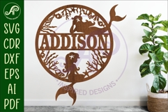 Mermaids name sign svg laser cut template Product Image 1