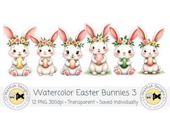 Watercolor PNG Easter Bunnies 3 Product Image 2