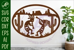 Kokopelli Southwest Wall Art SVG, Western Desert Oval Sign Product Image 1