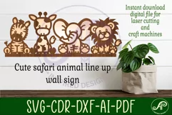 Safari animal line up wall art sign, SVG file. vector file Product Image 1