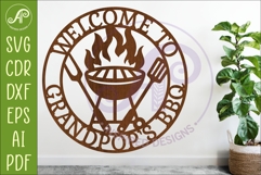 Welcome To Grandpop’s BBQ SVG. Grill Wall Sign Laser Cut Product Image 1