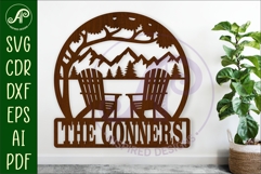 Adirondack chairs name wall art sign, SVG personalized Product Image 1