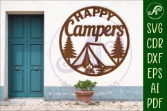 Happy Campers tent wall sign, camper home decor Product Image 1