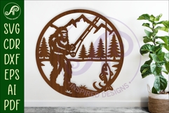 Bigfoot Fishing wall art sign, SVG file Product Image 1