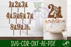 Fairy number cake toppers, 10 designs SVG laser cut Product Image 1