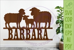 Sheep Family Name Sign, Farm lovers SVG for Laser cutting Product Image 1