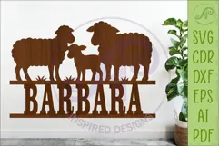 Sheep Family Name Sign, Farm lovers SVG for Laser cutting Product Image 1