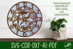 Sea life animal wall clock laser cut files, SVG file. vector Product Image 1