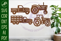 Farm vehicle silhouette laser cut outs SVG file Product Image 1