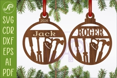 Carpenter Christmas Ornament SVG, Woodworker Gift, Laser Cut Product Image 1
