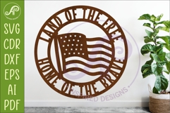 Land of the free Wall Art SVG Patriotic USA Laser Cut Sign Product Image 1