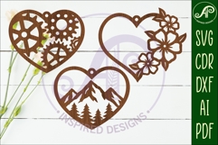 Hanging hearts wall sign, laser cut design 6 Product Image 1