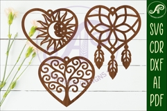 Hanging hearts wall sign, laser cut design 8 Product Image 1