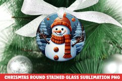 Christmas Round Ornament | Christmas Sublimation | Snowman Product Image 1