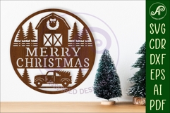 Farmhouse Merry Christmas wall sign svg laser cut Product Image 1