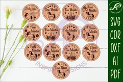 Baby monthly milestone discs SVG Unicorns theme Product Image 1
