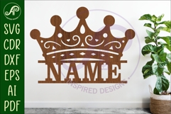 Princess crown personalized name sign laser cut Product Image 1