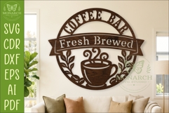 Coffee Bar Wall Sign SVG, Fresh Brewed Coffee Sign Product Image 1