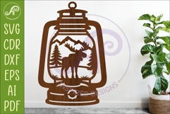 Camping Lantern Scene Moose Wall Sign Product Image 1
