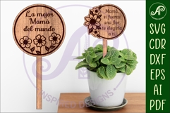 Mother&#039;s day Spanish plant stake laser engraved SVG 1 and 2 Product Image 1